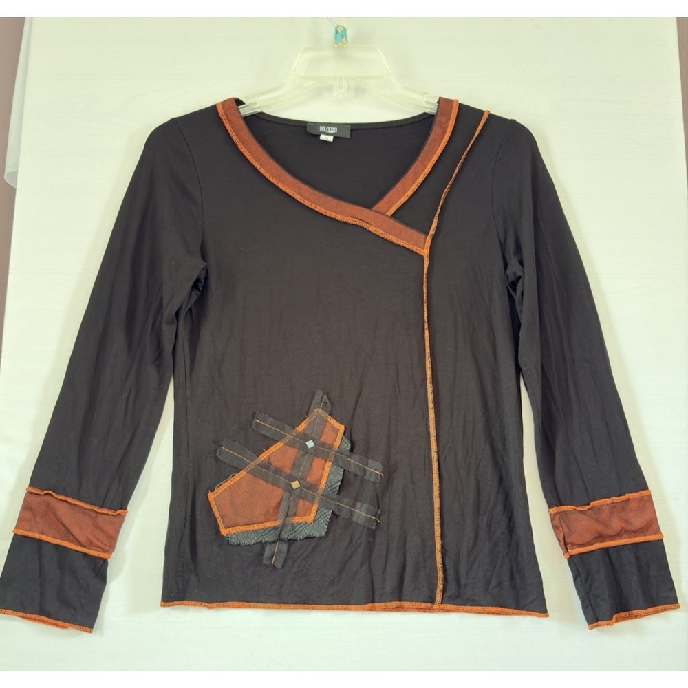 Dolcezza Womens Wearable Art Abstract Top Long Sleeve‎ Round Neck Goth Medium